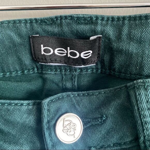 Bebe Womens Distressed Hunter Green Low Rise Denim Skinny Jeans Size 24 - Picture 3 of 6
